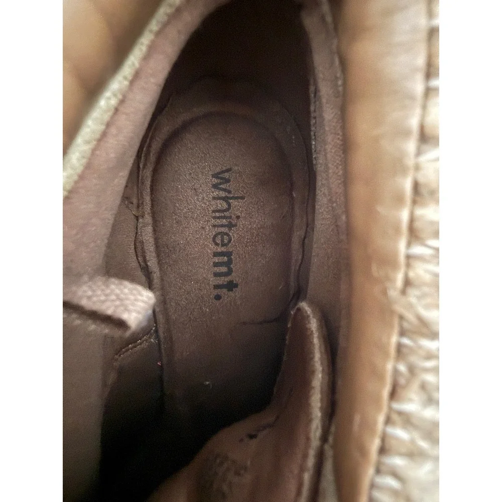 whitemt Taupe Suede‎ Wedge Ankle Boots Women's Size 9.5 M Knit Collar Lace Up